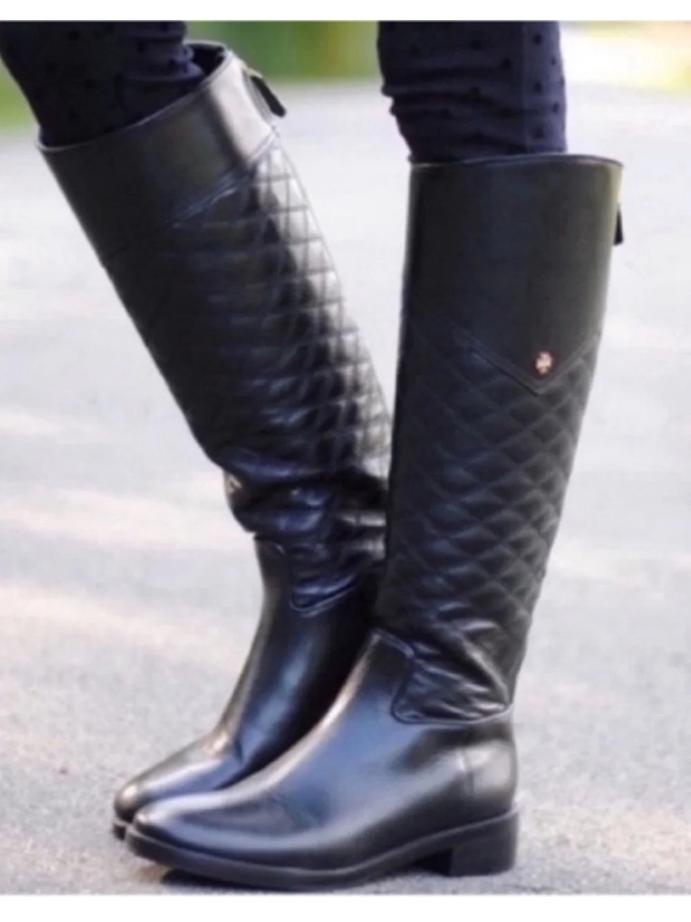 Tory Burch Claremont Black Quilted Over-the-Knee Riding Boots Size 8